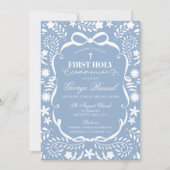 Invitation Blue Cielito Lindo First Holy Communion (Devant)