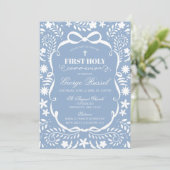 Invitation Blue Cielito Lindo First Holy Communion (Debout devant)