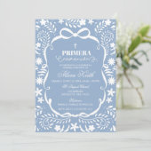 Invitation Blue Cielito Lindo Spanish Primera Communion (Debout devant)