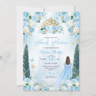 Invitation Blue Cinderella Fairytale Princess Sweet sixteen