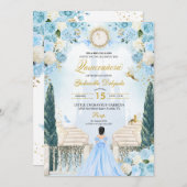 Invitation Blue Cinderella Princesse Fairy Quinceanera (Devant / Derrière)