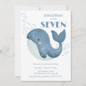 Invitation Blue Circle Bubble Cute Whale Anniversaire de enfa (Devant)