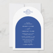 Invitation Blue Clam Seashells Coastal Seaside Beach Wedding  (Devant)
