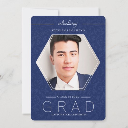 Invitation Blue Class of 2023 Graduation Photo Invite (Devant)