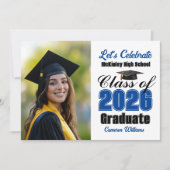 Invitation Blue Class of 2026 Photo Graduation Party (Devant)