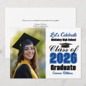 Invitation Blue Class of 2026 Photo Graduation Party (Devant / Derrière)