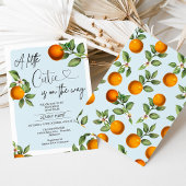 Invitation Blue Clementine Oranges Little Cutie Baby shower