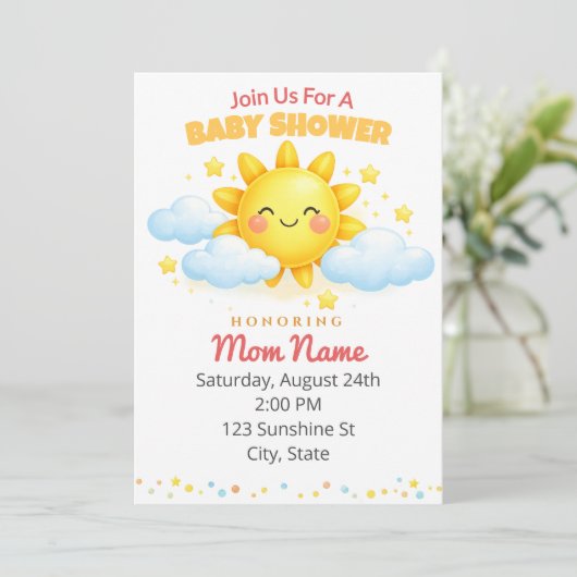 Invitation Blue Cloud Baby Shower (Debout devant)