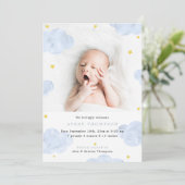 Invitation Blue Clouds Baby Boy Photo Annonces de naissance (Debout devant)