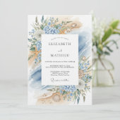Invitation Blue Coastal Bloom Beach Wedding (Debout devant)
