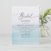 Invitation Blue Coastal Bridal Shower | Watercolor Beach (Debout devant)