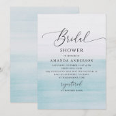 Invitation Blue Coastal Bridal Shower | Watercolor Beach (Devant / Derrière)