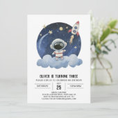 Invitation Blue Comet Enfants Astronaut garçon Anniversaire (Debout devant)