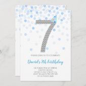 Invitation Blue Confetti Boy Party 7e anniversaire (Devant / Derrière)