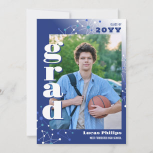 Invitation Blue Connections 2 en 1 Diplôme photo