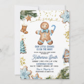Invitation Blue Cookies Gingerbread Oh Snap Baby shower (Devant)