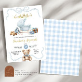 Invitation Blue Coquette Baby Carriage Baby shower arabe