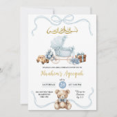 Invitation Blue Coquette Baby Carriage Baby shower arabe (Devant)