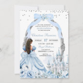 Invitation Blue Coquette Bow Fairytale Castle Quinceanera (Devant)