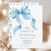 Invitation Blue Coquette Bow fête d'anniversaire