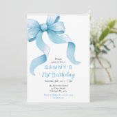 Invitation Blue Coquette Bow fête d'anniversaire (Debout devant)