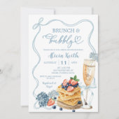 Invitation Blue Coquette Bow Hydrangea Bridal Shower (Devant)