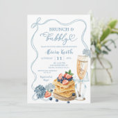 Invitation Blue Coquette Bow Hydrangea Bridal Shower (Debout devant)