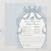 Invitation Blue Coquette Bow Rocking Horse Baby Advice Card (Devant / Derrière)