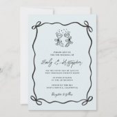 Invitation Blue  Coquette Bow Wedding (Devant)