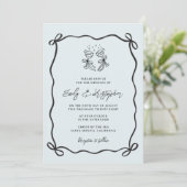 Invitation Blue  Coquette Bow Wedding (Debout devant)