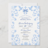 Invitation Blue Coquette Mexican Talavera Baptism (Devant)