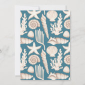 Invitation Blue Coral Sea Shell Ocean Beach Mariage (Dos)