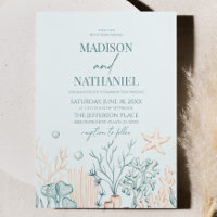 Blue Coral Sea Shell Ocean Beach Mariage
