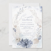 Invitation Blue Coral & Seashells Beach Couples à thème Douch (Devant)