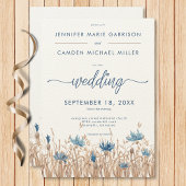 Invitation Blue Cornflowers & Blé Field Mariage moderne