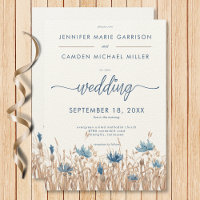 Blue Cornflowers & Blé Field Mariage moderne
