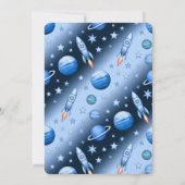 Invitation Blue Cosmic Rocket et Planet fête d'anniversaire (Dos)