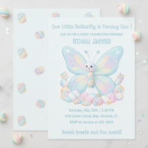 Blue Cotton Candy Butterfly Kids Birthday