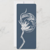 Invitation Blue Cotton Plante Line Art Mariage Détails (Dos)