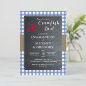 Invitation Blue Country Checks Crawfish Boil Engagement (Debout devant)