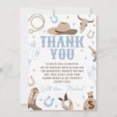 Invitation Blue Cowboy Western Thank You Card (Devant)