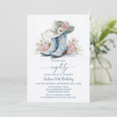 Invitation Blue Cowgirl Boots and Hat 80th Birthday Party (Debout devant)