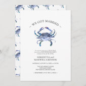 Invitation Blue Crab Post Beach Wedding Party (Devant / Derrière)
