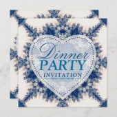 Invitation Blue & Cream Boho Chic Country Dinner Party (Devant / Derrière)