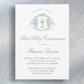 Invitation blue crest chalice | First Communion