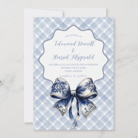 Invitation Blue Croquette Bow (Devant)