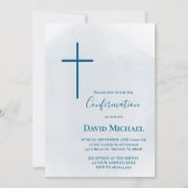 Invitation blue cross Confirmation boy (Devant)