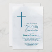 Invitation blue cross First Holy Communion boy (Devant)