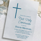 Invitation blue cross First Holy Communion boy