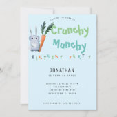Invitation Blue Crunchy Munchy Bunny fête d'anniversaire mign (Devant)